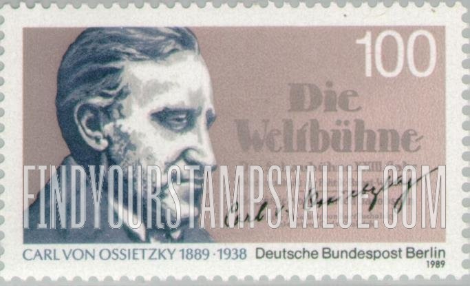 FindYourStampsValue: BERLIN - Carl von Ossietzky (1889-1938), Awarded Nobel Peace Prize of 1935