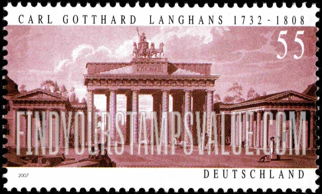 FindYourStampsValue: Brandenburg Gate, Designed by Carl Gotthard Langhans (1732-1808)