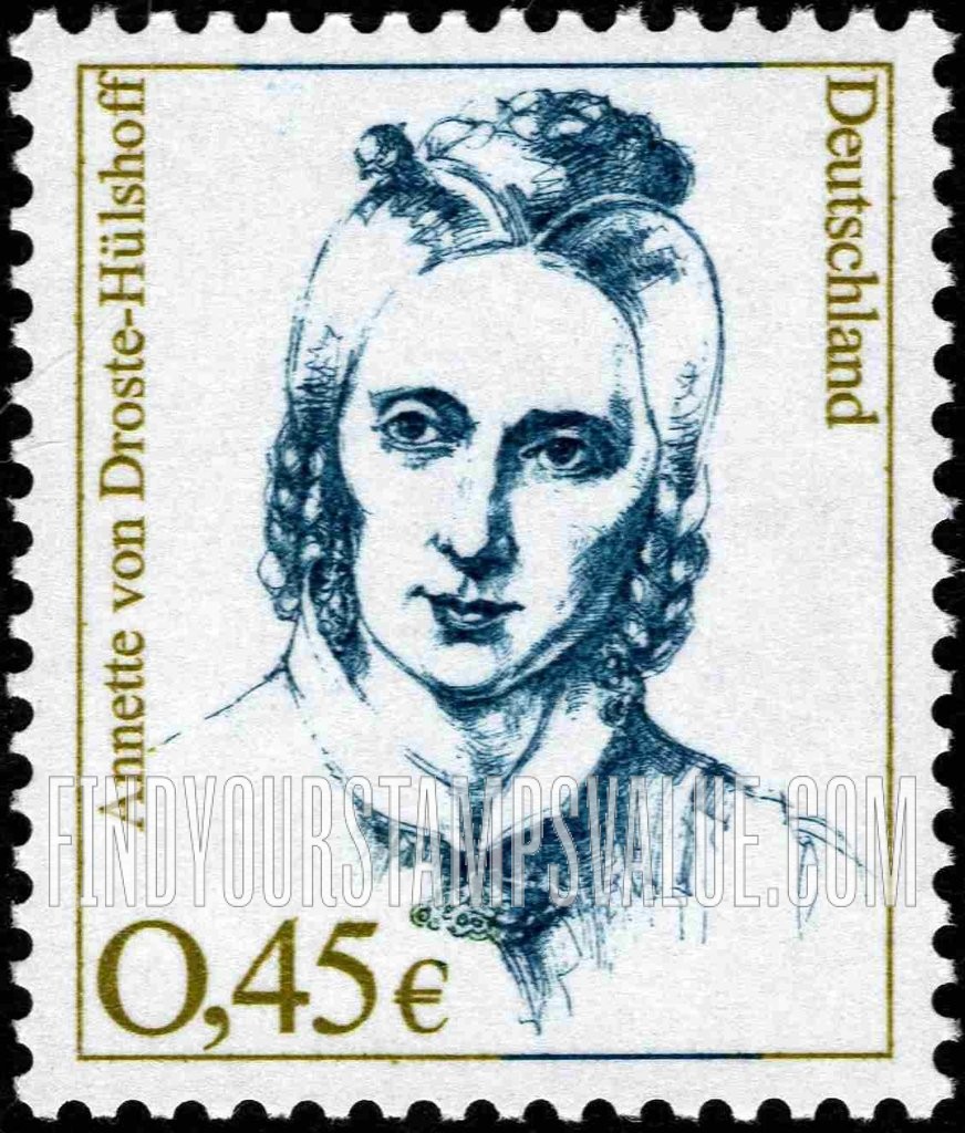 FindYourStampsValue: Famous Women Type of 1986: Annette von Droste-Hülshoff (1797-1848), poet