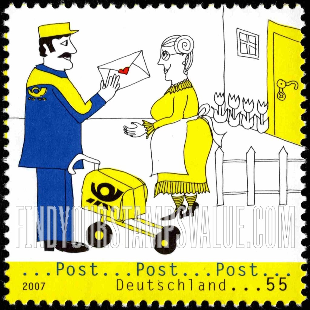 FindYourStampsValue: Letter Writing Type of 2007: Postman delivering letter to woman