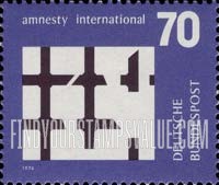 FindYourStampsValue: "Amnesty International" Organization - Broken Bars of Prison Window