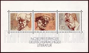 FindYourStampsValue: German Winners of Nobel Literature Prize - Gerhart Hauptmann, Hermann Hesse, Thomas Mann