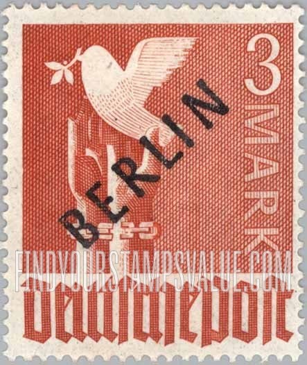 FindYourStampsValue: BERLIN - Germany Reaching for Peace: Overprinted Diagonally in Black