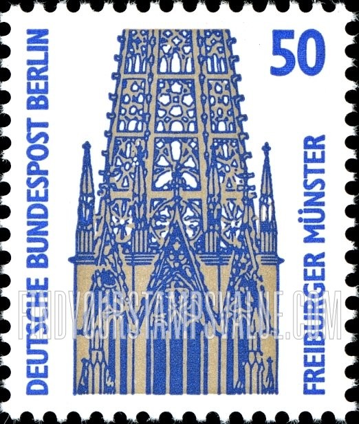 FindYourStampsValue: BERLIN - Historic Sites and Objects Type of Germany: Filigree tracery on spires, Freiburg Cathedral