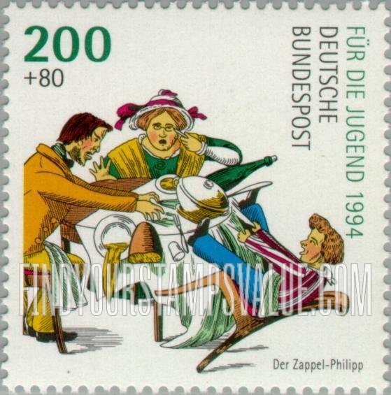FindYourStampsValue: SEMI-POSTAL - Heinrich Hoffmann (1809-94), Physician, Writer of Children’s Books: The Fidget