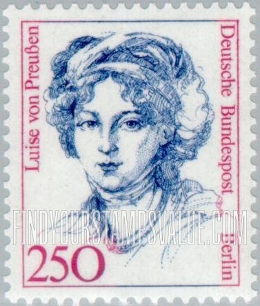 FindYourStampsValue: BERLIN - Famous Women Type of Germany: Queen Louise of Prussia (1776-1810)