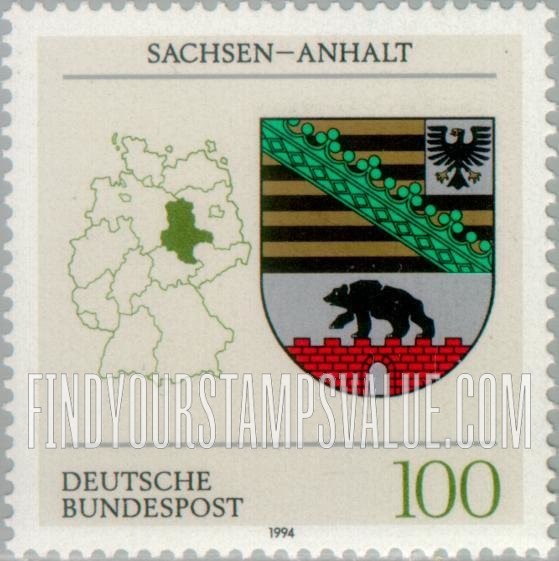 FindYourStampsValue: Coats of Arms of States of the Federal Republic of Germany: Saxony-Anhalt
