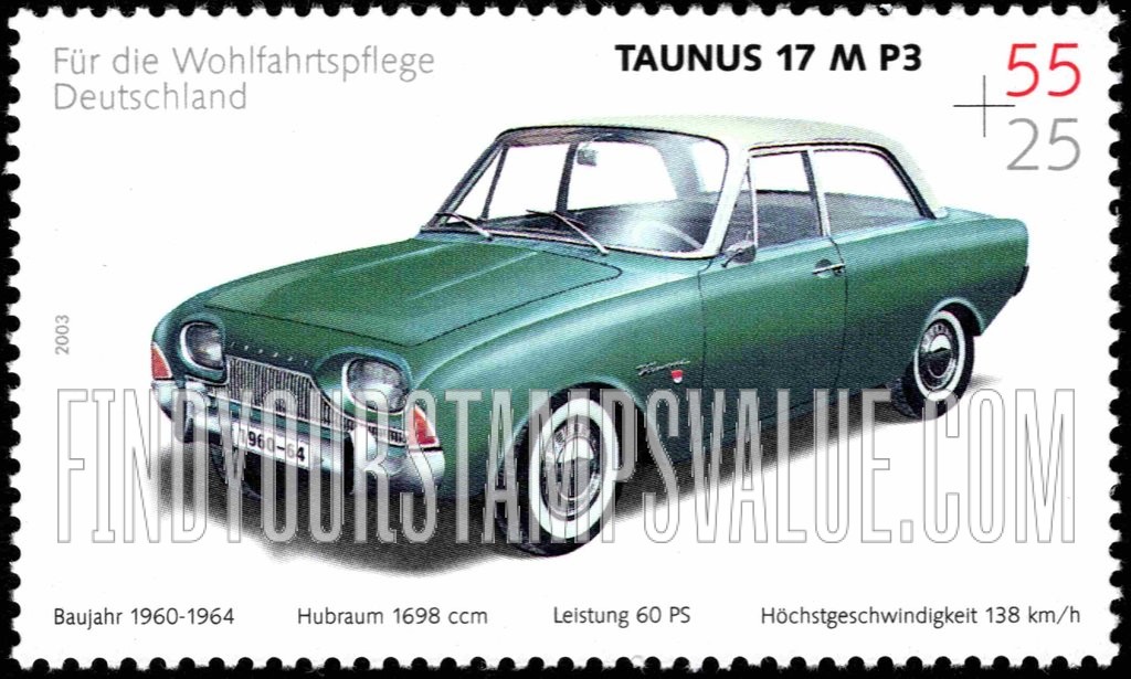 FindYourStampsValue: SEMI-POSTAL - Automobile Type of 2002: Taunus 17 M P3