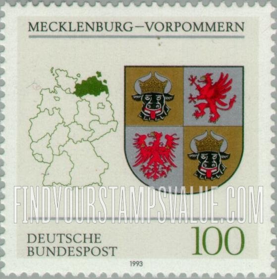 FindYourStampsValue: Coats of Arms of States of the Federal Republic of Germany: Mecklenburg-Western Pomerania