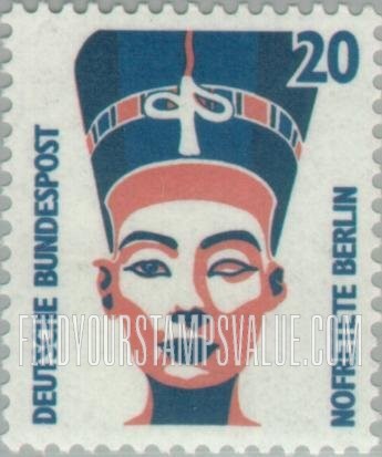 FindYourStampsValue: Historic Sites and Objects: Queen Nefertiti of Egypt, bust, Egyptian Museum, Berlin