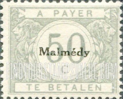 FindYourStampsValue: OCCUPATION POSTAGE DUE - Belgian Postage Due Stamps of 1919-20, Overprinted