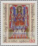 FindYourStampsValue: 800th Anniversary of Imperial Diet of Geinhausen - Emperor Frederick I Barbarossa and Sons, Welf Chronicles, 12th Century