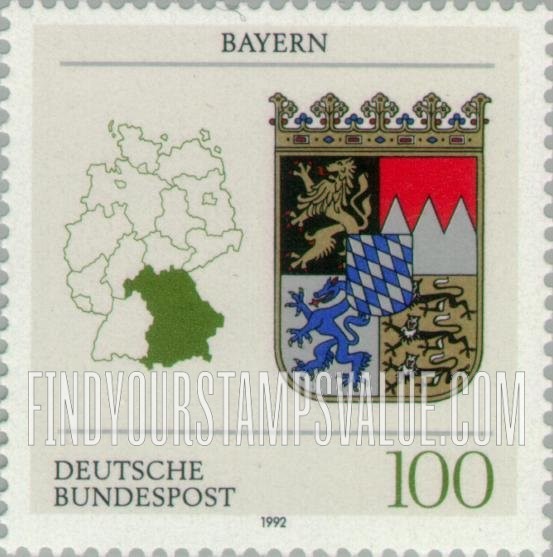 FindYourStampsValue: Coats of Arms of States of the Federal Republic of Germany: Bavaria