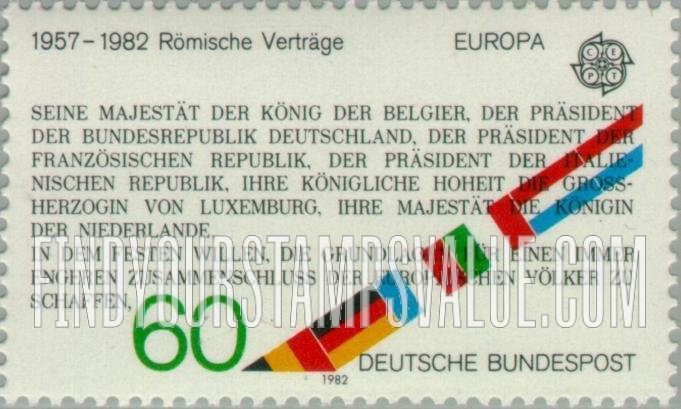 FindYourStampsValue: Europa 1982: Treaties of Rome, 1957-1982