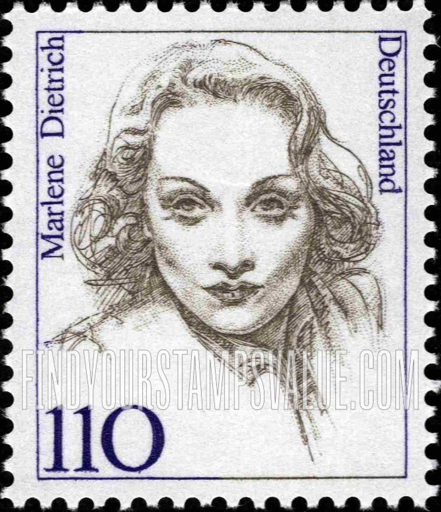 FindYourStampsValue: Famous Women Type of 1986: Marlene Dietrich (1901-92), actress