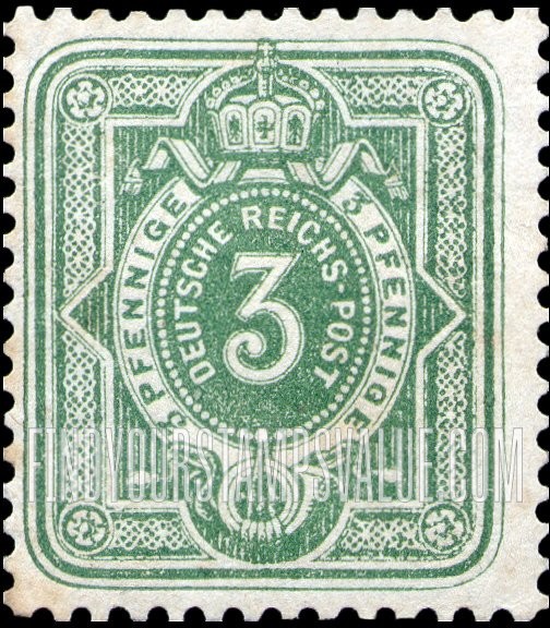 FindYourStampsValue: Digit in oval, crown, PFENNIGE