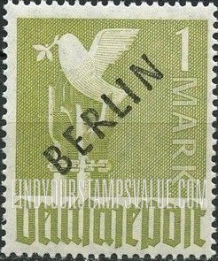 FindYourStampsValue: BERLIN - Germany Reaching for Peace: Overprinted Diagonally in Black