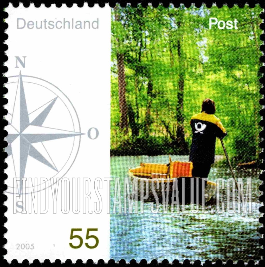 FindYourStampsValue: Postal Workers Type of 2005: Postman on punt