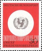 FindYourStampsValue: UNICEF Emblem- Awarding of the 1965 Nobel Peace Prize to UNICEF