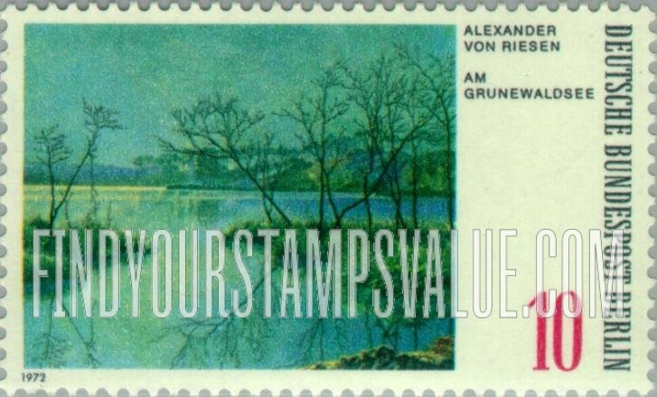 FindYourStampsValue: BERLIN - Paintings of Berlin Lakes: Grunewaldsee, by Alexander von Riesen