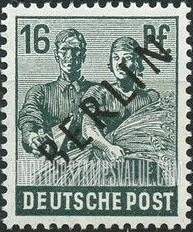 FindYourStampsValue: BERLIN - Reaping Wheat: Overprinted Diagonally in Black