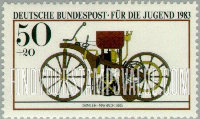FindYourStampsValue: SEMI-POSTAL - Historic Motorcycles: Daimler-Mayback, 1885