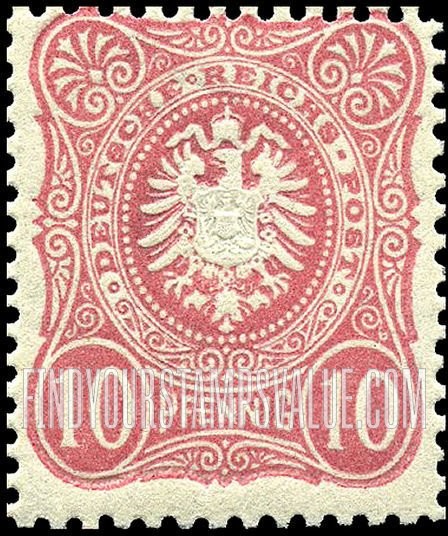 FindYourStampsValue: Imperial eagle and crown in oval, PFENNIG: Types of 1875-77