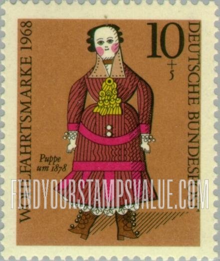 FindYourStampsValue: SEMI-POSTAL - Doll, c. 1878: Various 19th Centennial Dolls are from Germanic National Museum, Nuremberg