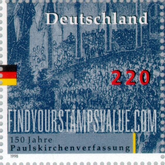 FindYourStampsValue: German Constitution: National Assembly, St. Paul’s Church, Frankfurt 1848, electing pan-German constitutional Parliament