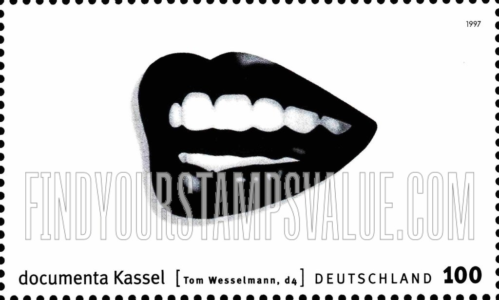 FindYourStampsValue: “Documenta” International Exhibition of Modern Art, Kassel: Mouth , by Tom Wesselmann, 1968