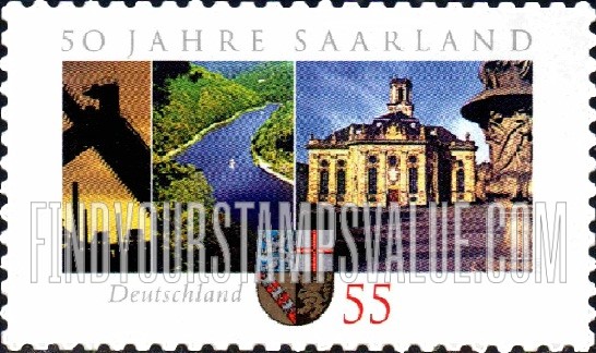 FindYourStampsValue: Admission of Saarland into Federal Republic, 50th Anniversary