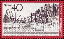 FindYourStampsValue: German Towns - Ships in Bremen Harbor