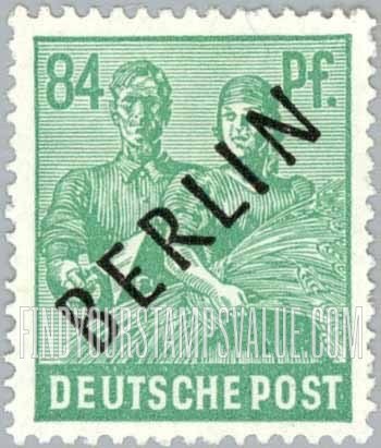 FindYourStampsValue: BERLIN - Reaping Wheat: Overprinted Diagonally in Black