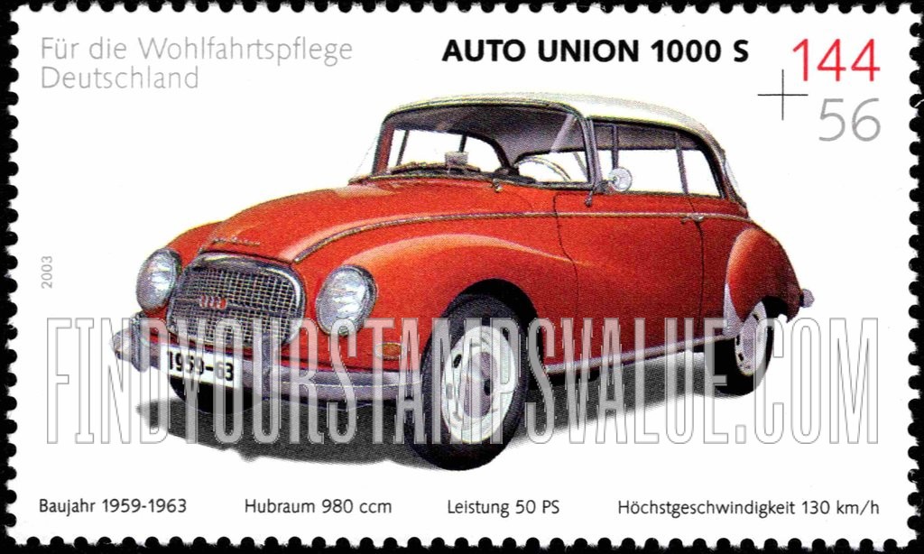 FindYourStampsValue: SEMI-POSTAL - Automobile Type of 2002: Auto Union 1000 S