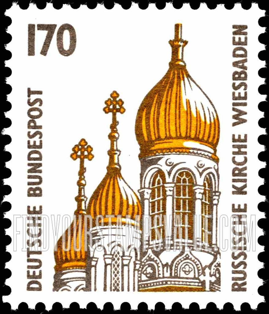 FindYourStampsValue: Historic Sites and Objects: Russian church, Wiesbaden