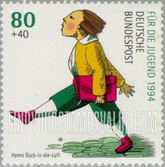 FindYourStampsValue: SEMI-POSTAL - Heinrich Hoffmann (1809-94), Physician, Writer of Children’s Books: Johnny Head-in-the-air