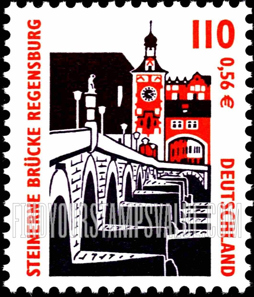 FindYourStampsValue: Historic Sites Type of 1987: Regensburg Stone Bridge