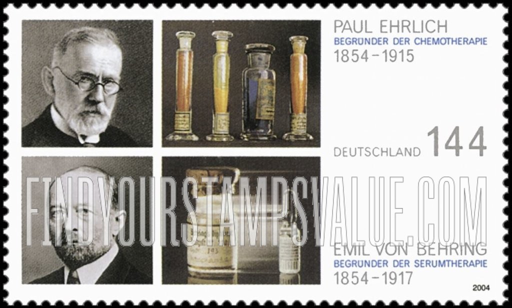 FindYourStampsValue: Paul Ehrlich (1854-1915) and Emil von Behring (1854-1917), Physicians