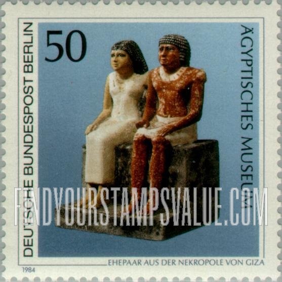 FindYourStampsValue: BERLIN - Ancient Artwork, Berlin Museum: Statue of Egyptian Couple, Giza, 2400 B.C.