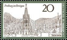 FindYourStampsValue: German Towns - Cathedral and View of Freiburg im Breisgau