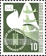 FindYourStampsValue: Exhibition of Transport and Communications, Munich - Pigeon and Planes