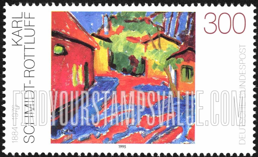 FindYourStampsValue: Paintings Type of 1992: An Estate in Dangast, by Karl Schmidt-Rottluff