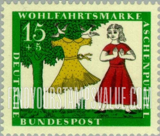 FindYourStampsValue: SEMI-POSTAL - Various Scenes from Cinderella: Cinderella Feeding Pigeons