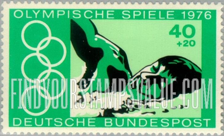 FindYourStampsValue: SEMI-POSTAL - Swimmer and Olympic Rings