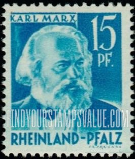 FindYourStampsValue: RHINE PALATINATE - Karl Marx