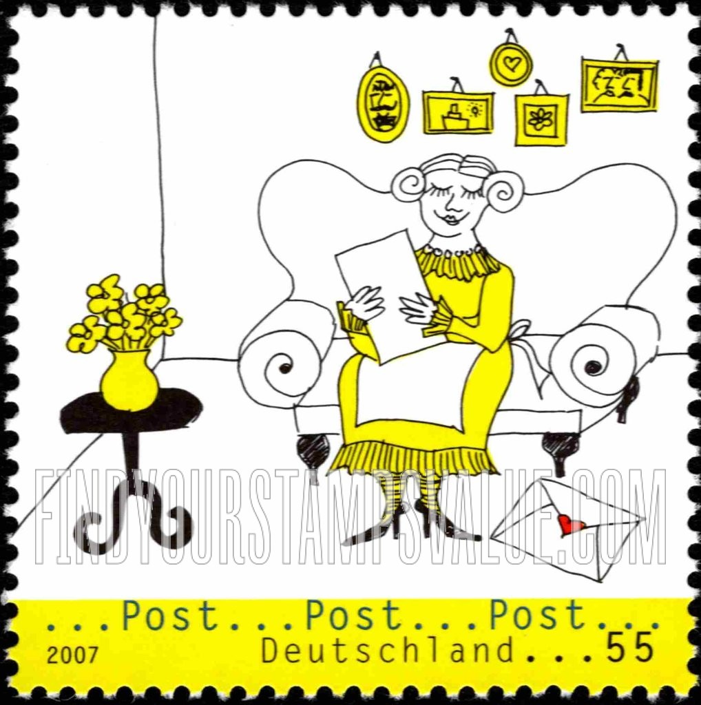 FindYourStampsValue: Letter Writing Type of 2007: Woman reading letter