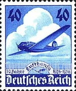 FindYourStampsValue: 10th Anniversary of the Lufthansa Air Service - Airplane