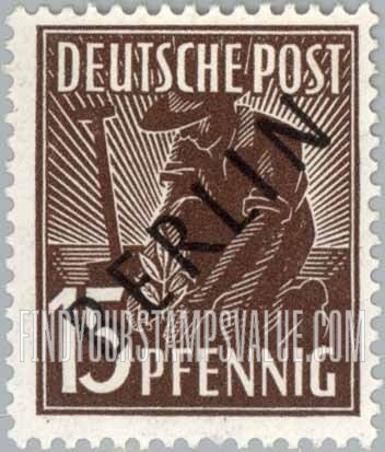 FindYourStampsValue: BERLIN - Planting Olive: Overprinted Diagonally in Black