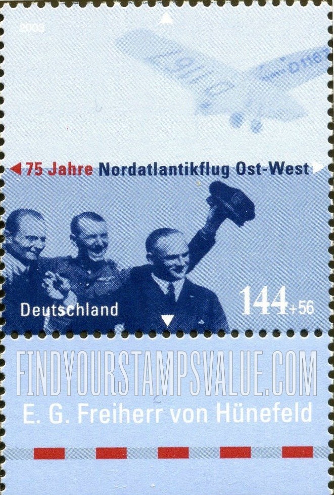 FindYourStampsValue: SEMI-POSTAL - First East-to-West Non-Stop Transatlantic Flight, 75th Anniversary