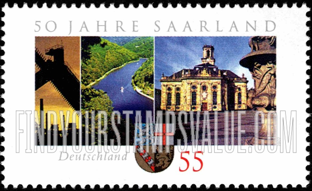 FindYourStampsValue: Admission of Saarland into Federal Republic, 50th Anniversary